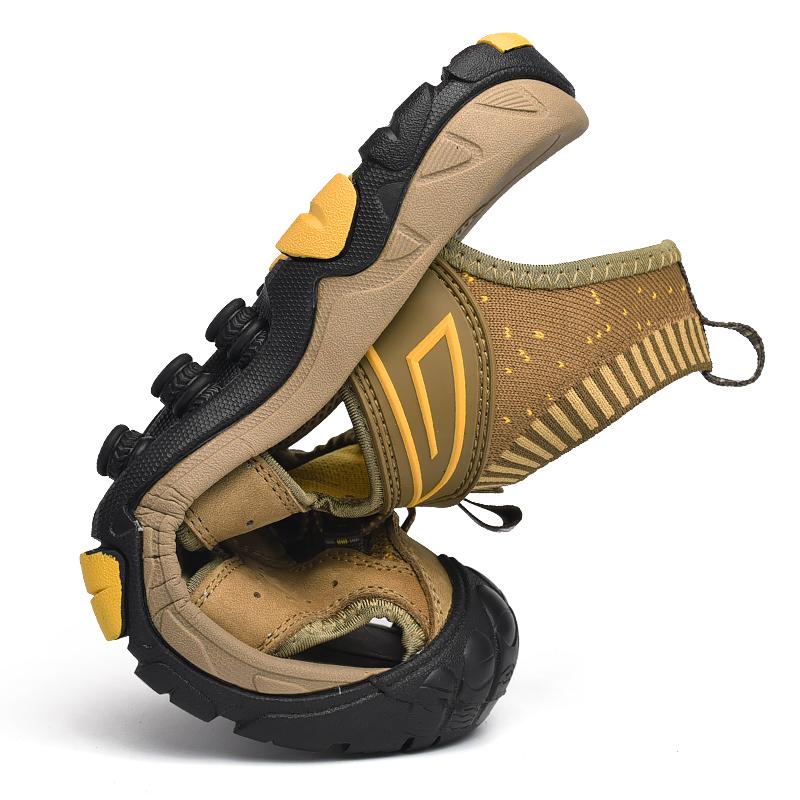 Men Leather Sandals Genuine Cow Leather Male Summer Shoes Lightweight Outdoor Beach Sandals Fashion Gladiator Men SandalsRoman