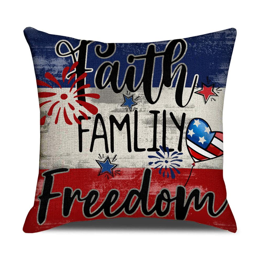 New American Independence Day Flag Line Pillow Cover Five-pointed Star-padded Letter Pillow Cover Backrest Cover