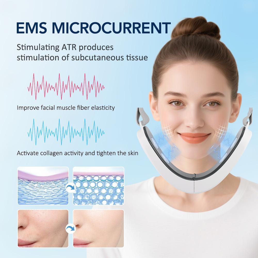 Electric Face Lifting Device Micro-Current V-Face Double Chin Remover Smart Facial Massager Beauty Skin Care Chin Lift Up Belt