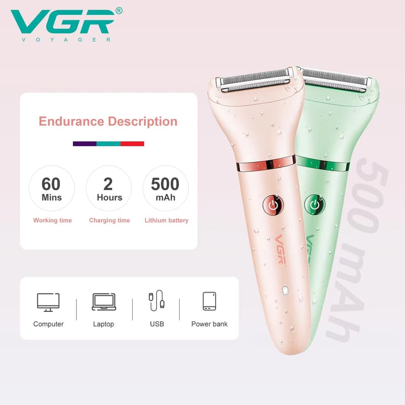 VGR 735 3-in-1 Hair Removal Device for Women, Shaver for Removing Scars, Electric Rechargeable Professional Hair Trimmer