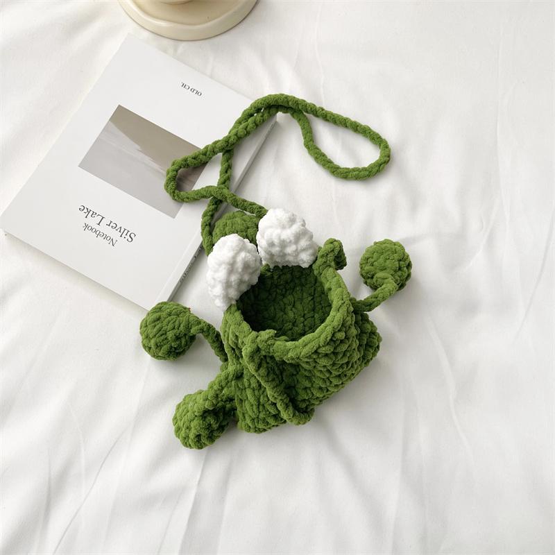 Cute Ugly Knitted Crossbody Bag for Walking Mobile Phone Small Bag Women New Style Cartoon Pattern Fabric