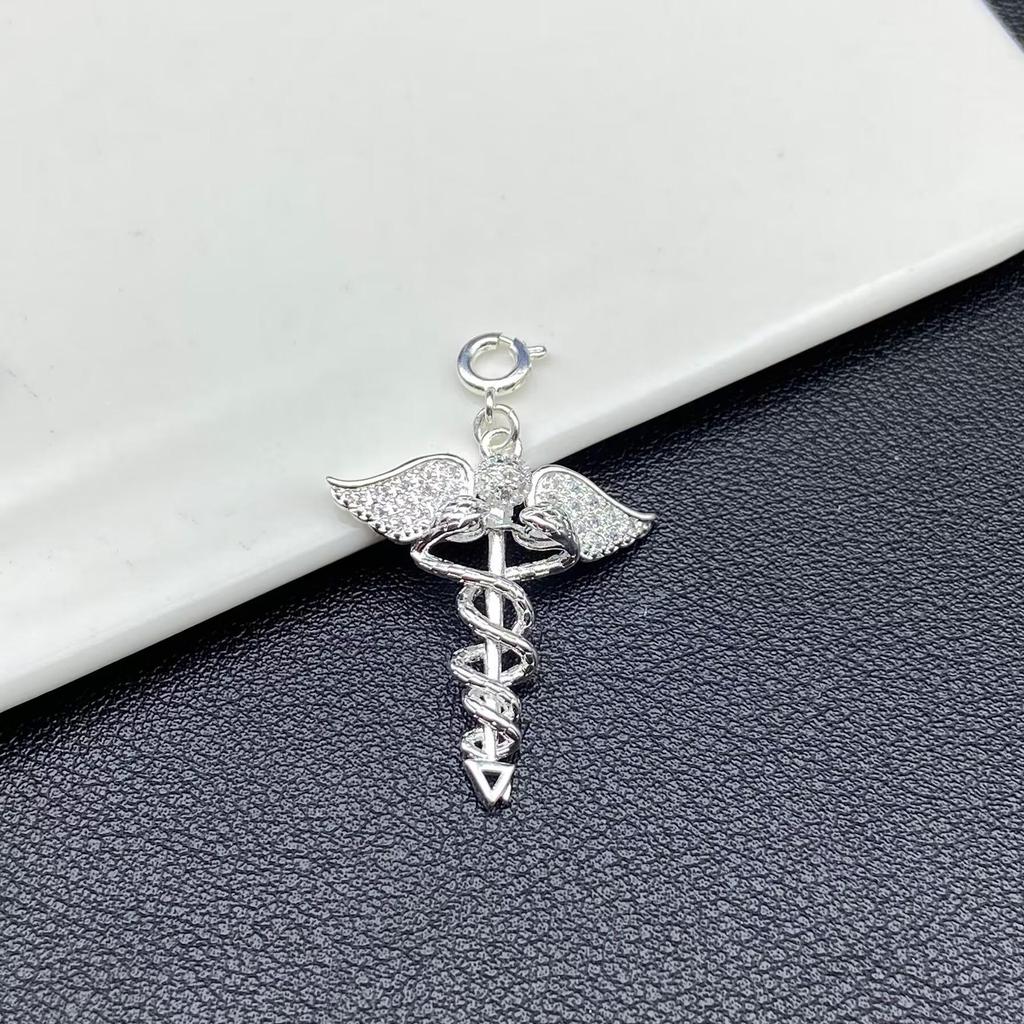 Retro Engelsflügel & Schlangen Äskulapstab Kristallschmuck Perlen DIY Zubehör