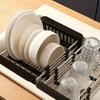 1pc Adjustable Dish Drainer Telescopic Over Sink Dish Drying Rack with  Fruit Vegetable Drain Basket Kitchen Tools and Utensils