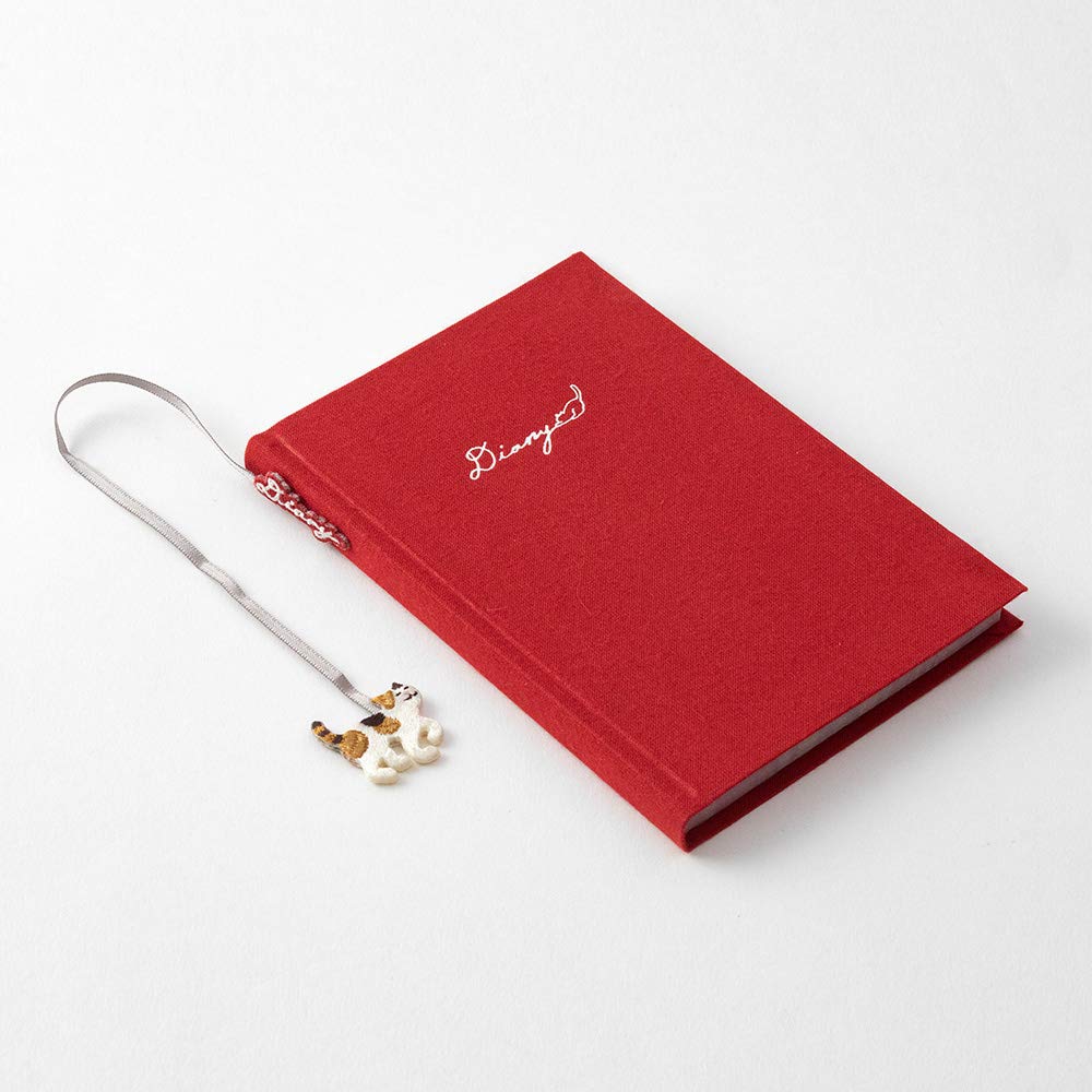 Midori Diary with Embroidered Cat 12887006 Bookmark, Pattern,
