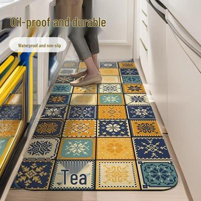 Retro Kitchen Large Non-Slip Diatomaceous Earth Floor Mat: Waterproof, Oil-Proof, Wear-Resistant, Wash-Free, Cuttable