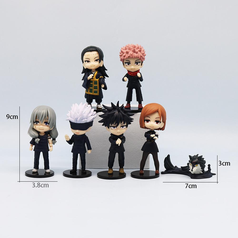 7pcs Q Version Jujutsu Kaisen 9cm Figure Satoru Gojo Itadori Yuji Geto Suguru Nobara Megumi Collection Character Ornaments