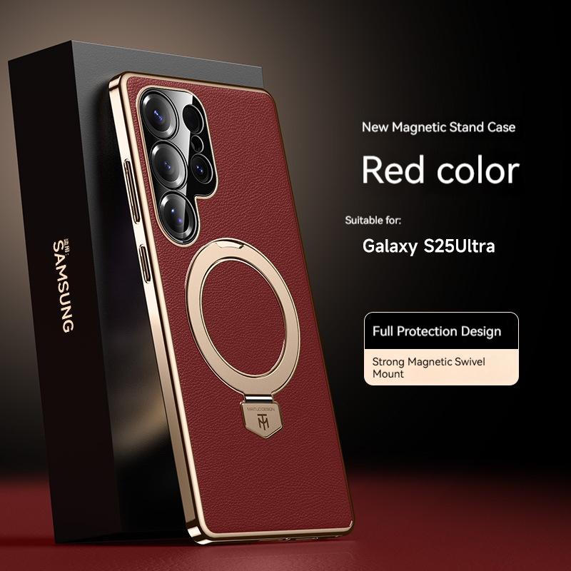 Custodia Magnetica Rotante a 360° in Pelle di Lusso con Supporto per Samsung Galaxy S26 Ultra S25 S24 Protezione Anti Caduta Cover Posteriore