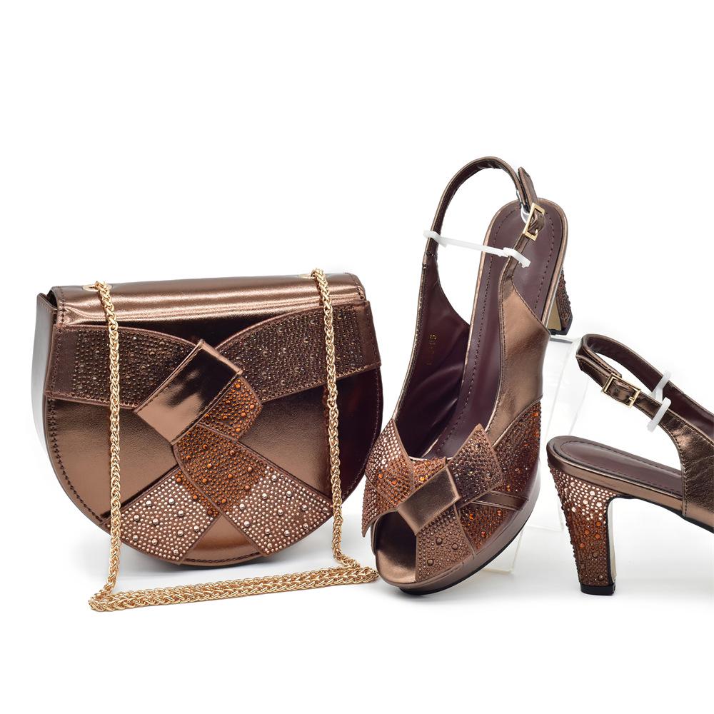 Rhinestone Peep-toe Heels & Bag Set for New Year's Eve