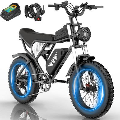 Electric Bicycle YVY 20" 1500W Motor Adult Ebike Top Speed 50Km/h 48V 20AH Max Range 90Km Front Fork Suspension Black C20