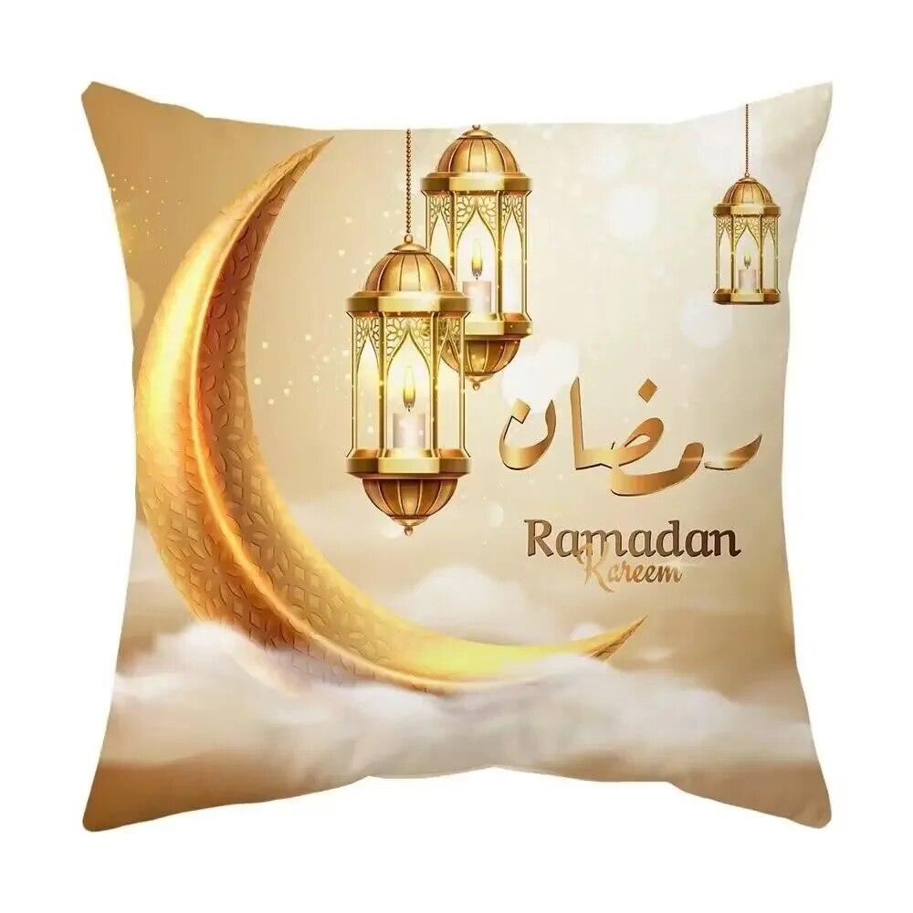 2024 Eid Mubarak Pillowcase Short Plush Comfortable Cushion Cover Islamic Ramadan Decorative Mosque Muslim Pillowcase Gift