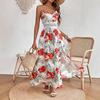 European and American new summer fashion trend casual high-quality V-neck printing vacation suspender dress dress