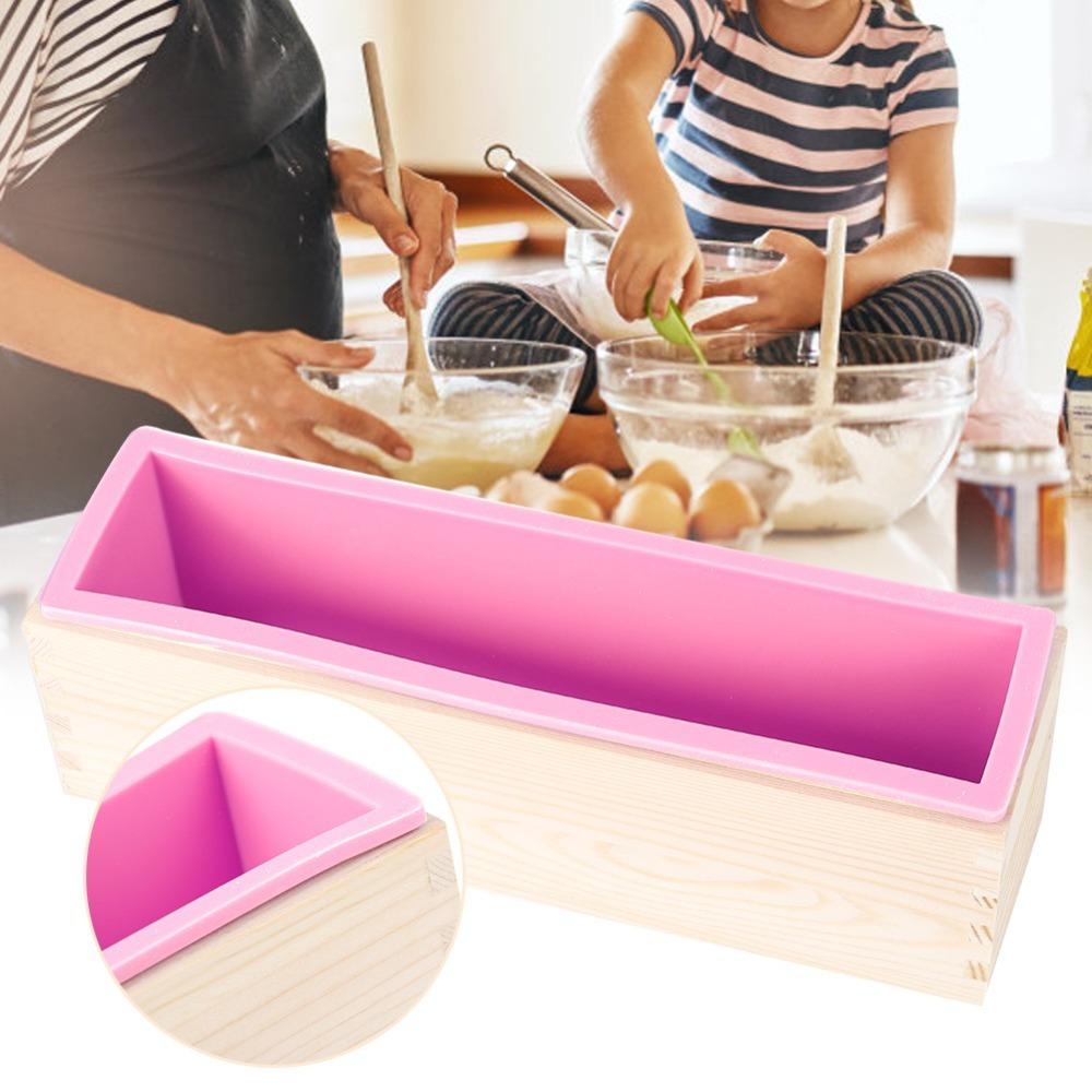 900ML Rectangle Soap Mold Flexible Silicone DIY Tool Silicone Soap Mold Making Craft Soap розовый