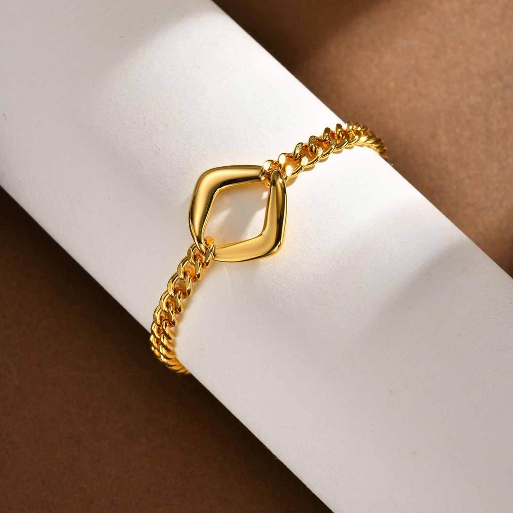 Ladies Fashion Items, Stainless Steel Cube Bracelet, 18K Gold Plated Jewelry Br-2626