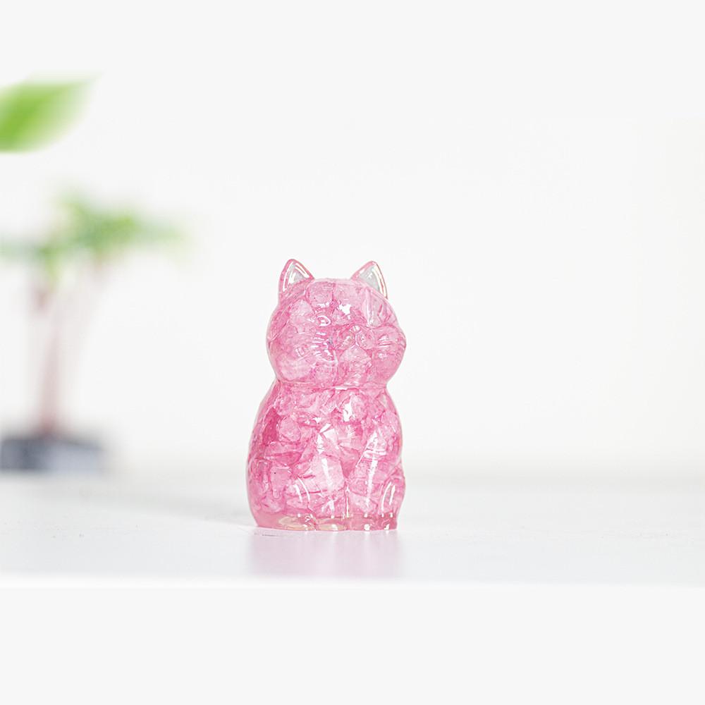 Resin Crystal Cat Figurine With Handmade Resin Art For Home Decor And Gift Giving