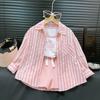 Girls Summer Cute Casual Suit Middle and Big Kids Fresh Sunscreen Top + Shorts Set