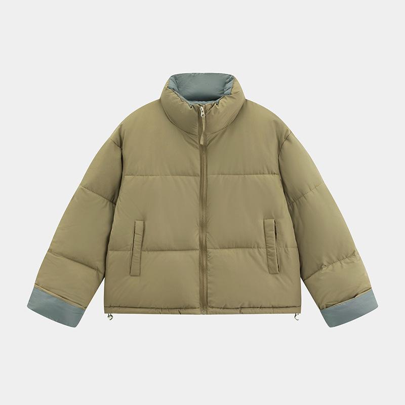 2025 Winter Korean Version of the New Stand-up Collar Color-blocking Design Niche Bread Jacket Jacket Fashionable Loose Down Cotton Jacket