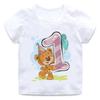 Children's T-shirt with Bear Birthday Number Print, Crew Neck, Short Sleeve, White