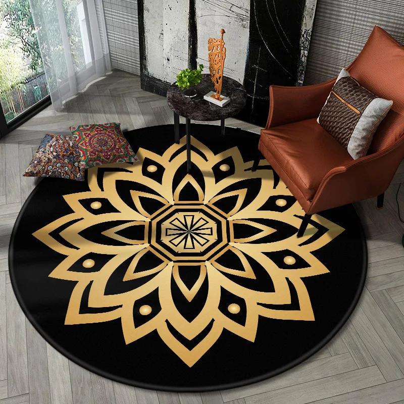 Home Decor Printing Living Room Bedroom Rug Kitchen Shower Door Floor Mat Ethnic Mandala Round