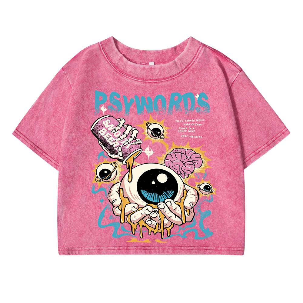 Moisturizing The Eyeballs Print Female Washed Short Tshirt Breathable Summer T Shirt  Top Streetwear Tshirts Women