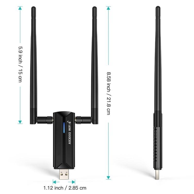 AX3000M USB WiFi 6E Adapter 6GHz/5GHz/2.4GHz Für PC Desktop Laptop, Kabelloser Netzwerk-Dongle Mit 5dBi Antennen