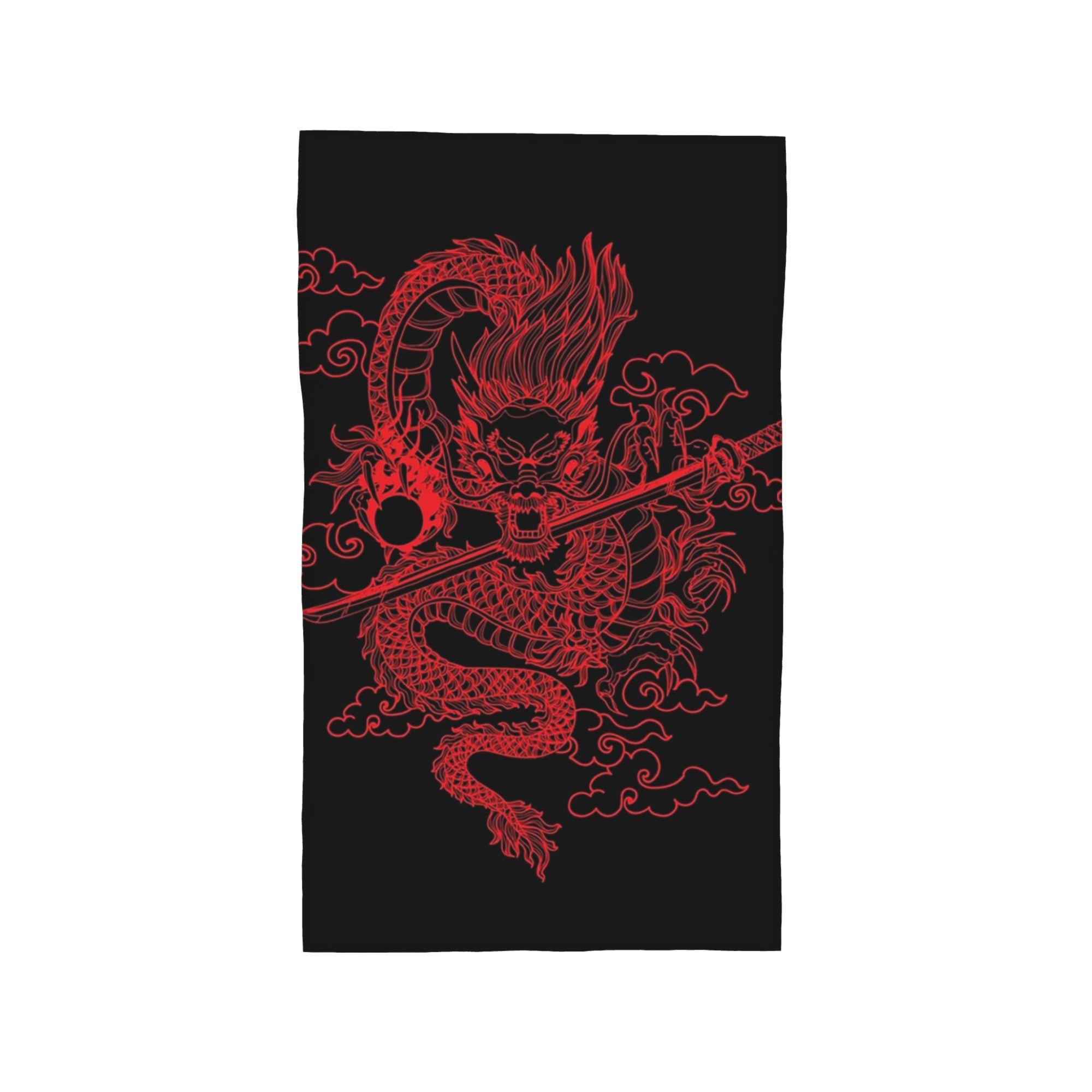 

Red Chinese Dragon with Black Background Soft Face Towel Quick Dry Pool Bath Cotton Towels Breathable W40*H60(CM)