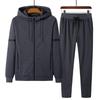 Double Sided Cotton Casual Loose Sports Suit Men 'S Sportswear Long Sleeved Pants Two Piece Set Large Cotton Suit 8xl