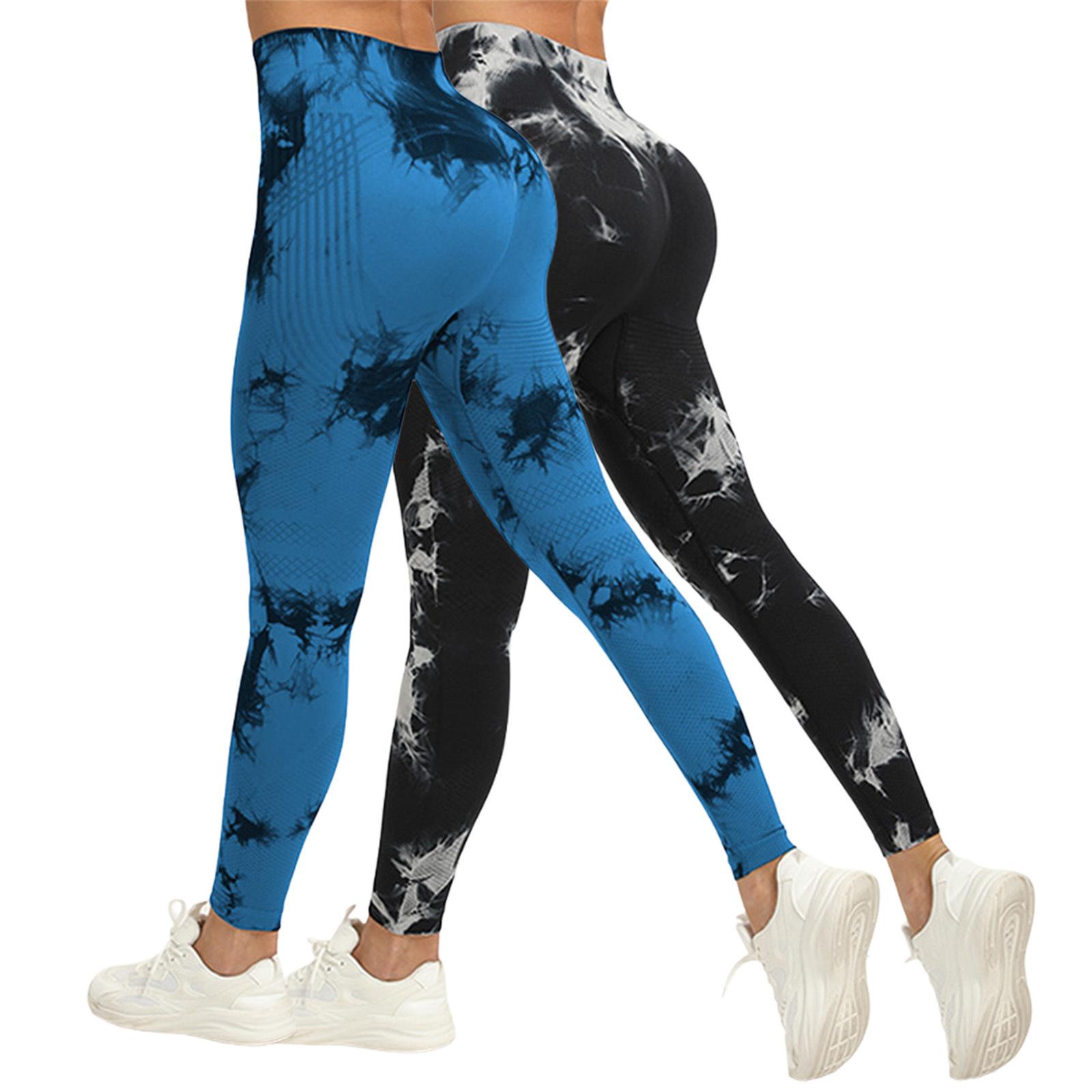 

2PC Women s Casual Seamless Hip Lifting Fitness Pants With Tight Fit And High Waist, Seach Hip Yoga Pants S синій
