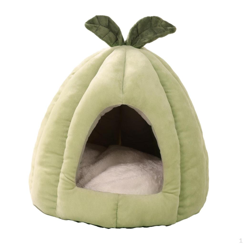 Cat Bed for Indoor Cats, Cute Pumpkin Cave House Tent Kitty Washable Nest