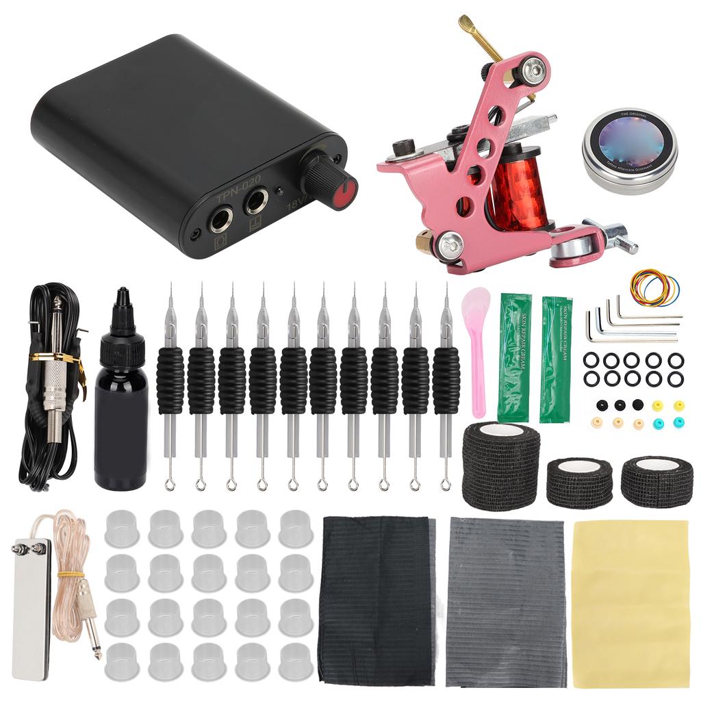 Complete Tattoo Machine Kit Tattoo Power Supply Practice Pigment Practice Skin Repair Cream Set