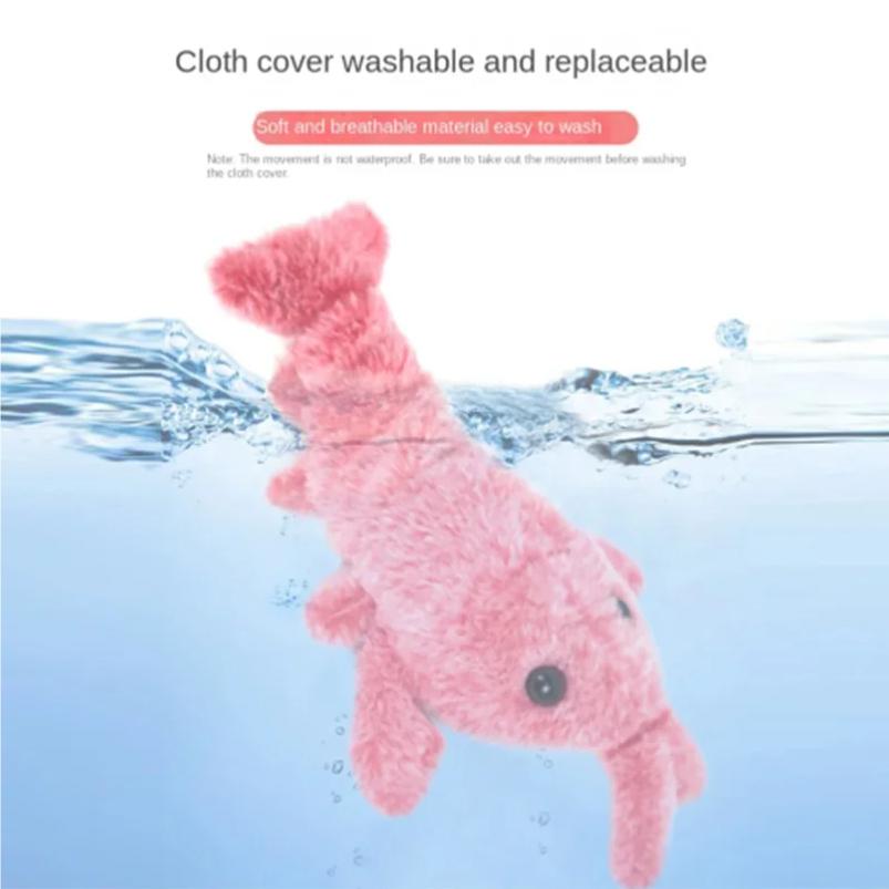 New Plush Electric Lobster Cat Toys Movable Simulated Lobster Teasing Cat Dogs Toy Usb Rechargeable Cat Interaction Pet Supplies