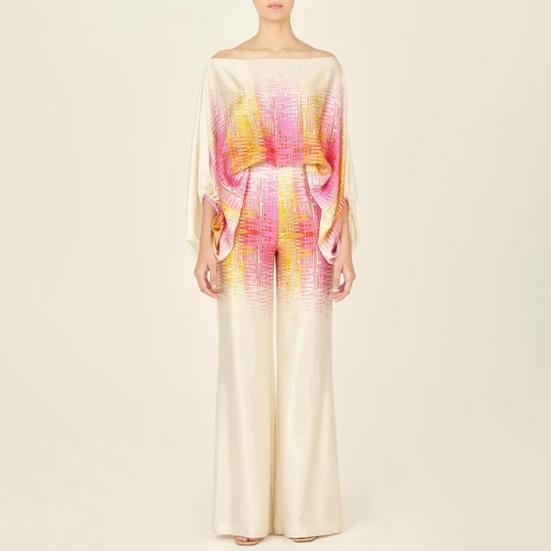 2 Stück/Set Schulterfrei Laternenärmel Langarm Hohe Taille Gerade Weites Bein Lässig