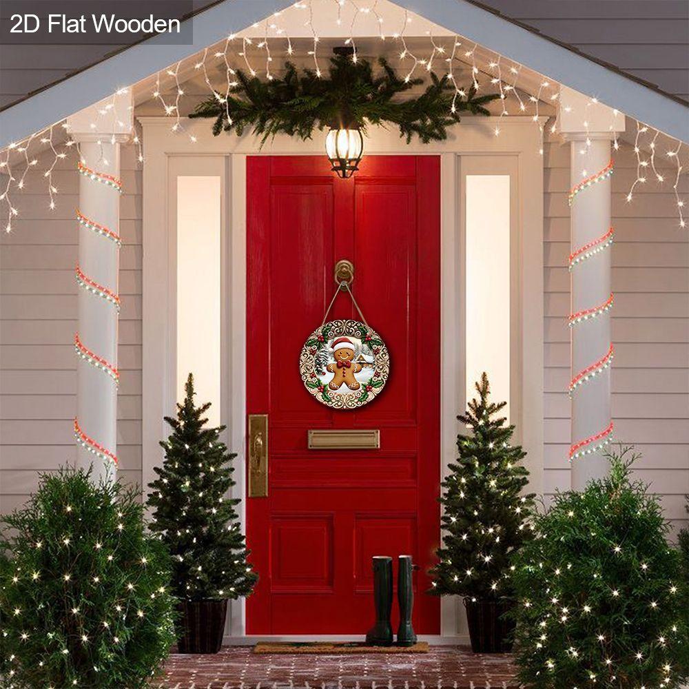 Christmas Decoration Sign,indoor Hanging decorations,2D Flat Wooden Products with Gingerbread Man pattern,Christmas Gifts for Friends and Family