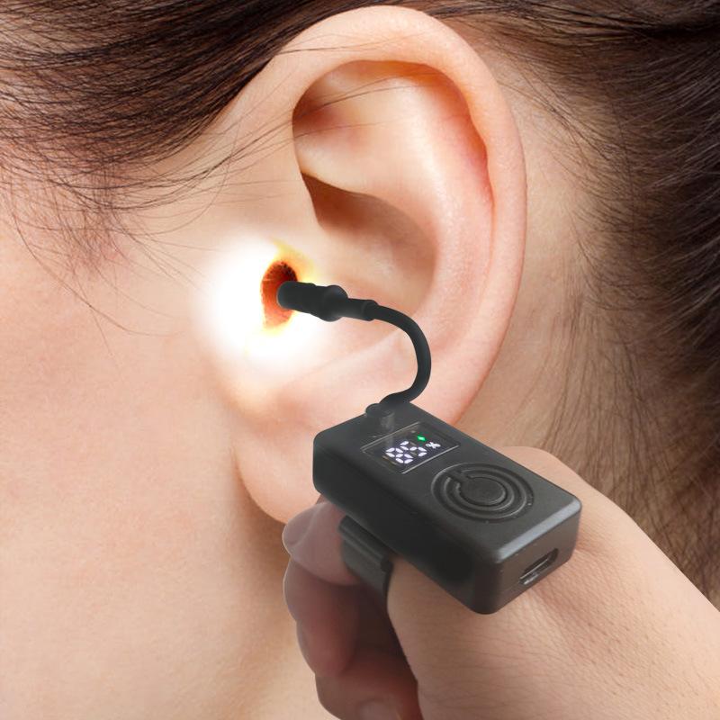 Ушная палочка с подсветкой на палец, перезаряжаемая через USB, светодиодная ушная лампа, цифровой дисплей, 3 уровня яркости, гибкий свет для чистки и ухода за ушами