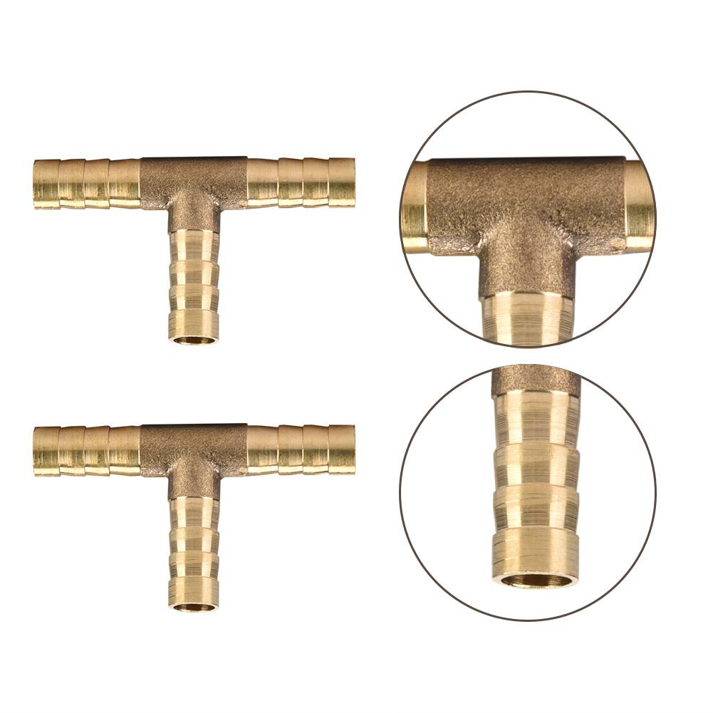 5pcs Brass T 3-Way Hose Joiner Fittings Barbed Connector Water Oil Gas Fuel (6mm)