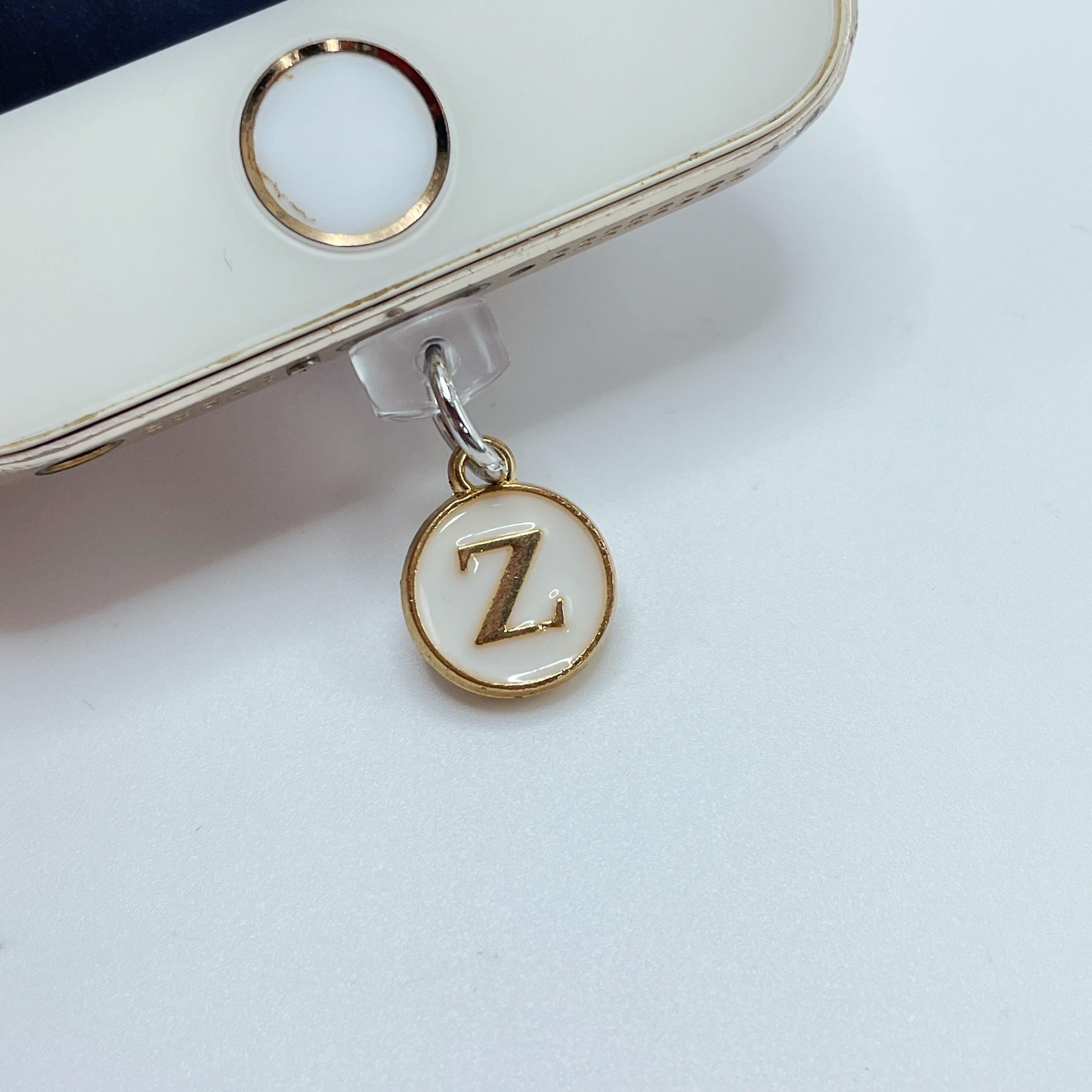 

Заглушка от пыли для телефона - Металлическая подвеска с 26 белыми английскими буквами - Заглушка от пыли для разъема телефона, украшения для мобильного телефона For iPhone5-14