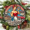 Retro Route 66 Blechschild 8 Zoll Rund Pin-Up Girl Diner Dekoration Für Café Bar Wandkunst