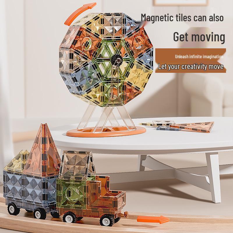 Children's 4D Colorful Magnetic Building Blocks - Strong, Educational Emerald Tiles