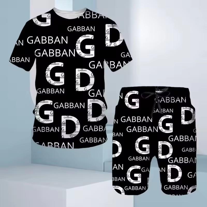 

Paris New Men s 2-piece Men s Gradient Set Summer Fashion Trend Style Short Sleeved T-shirt+pants Street Wear New Style XL