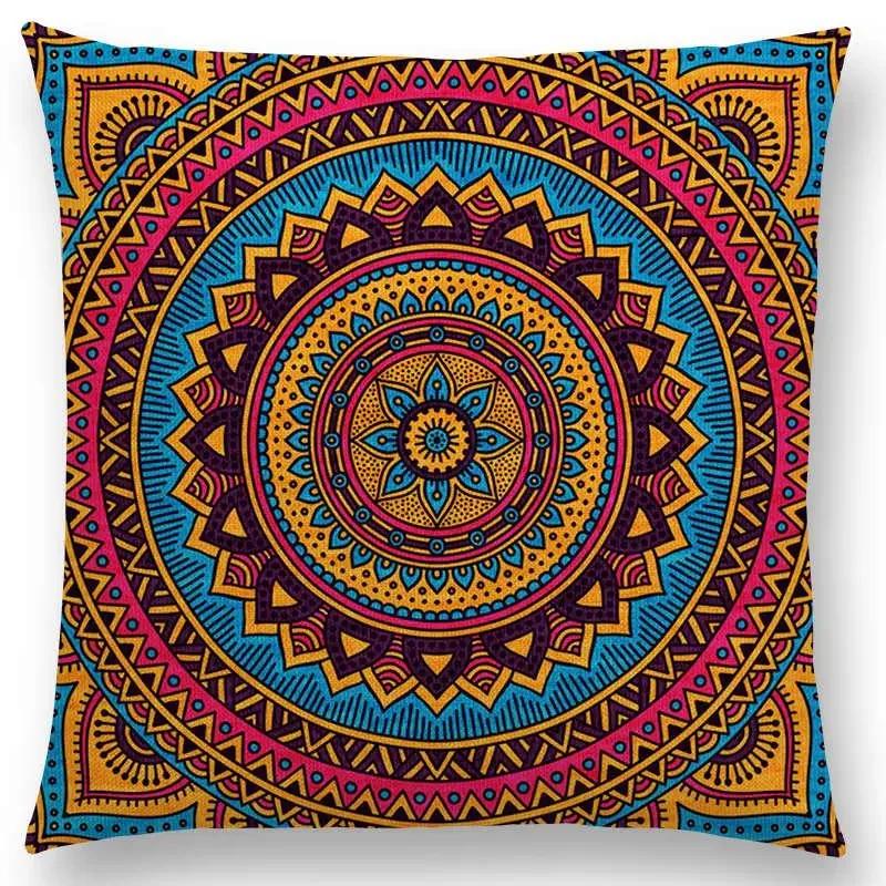 Hippie Mandala Boho Rainbow Floral Pattern Decor Throw Pillow Case Sun Moon Flowers Dream Fantasy Gorgeous Cushion Cover Sofa