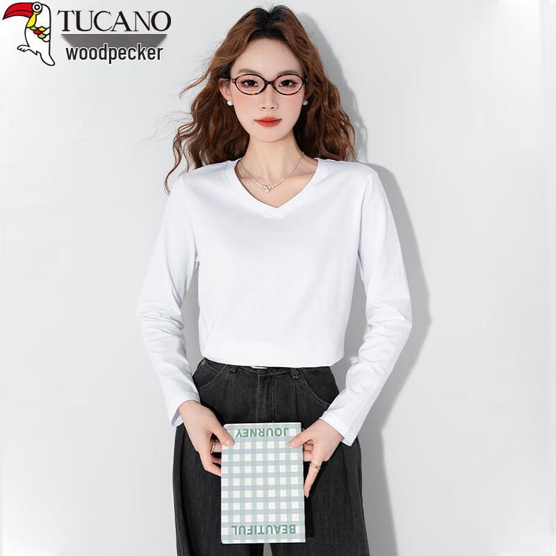 Woodpecker Women s V-Neck Long Sleeve Cotton Base Layer Top M