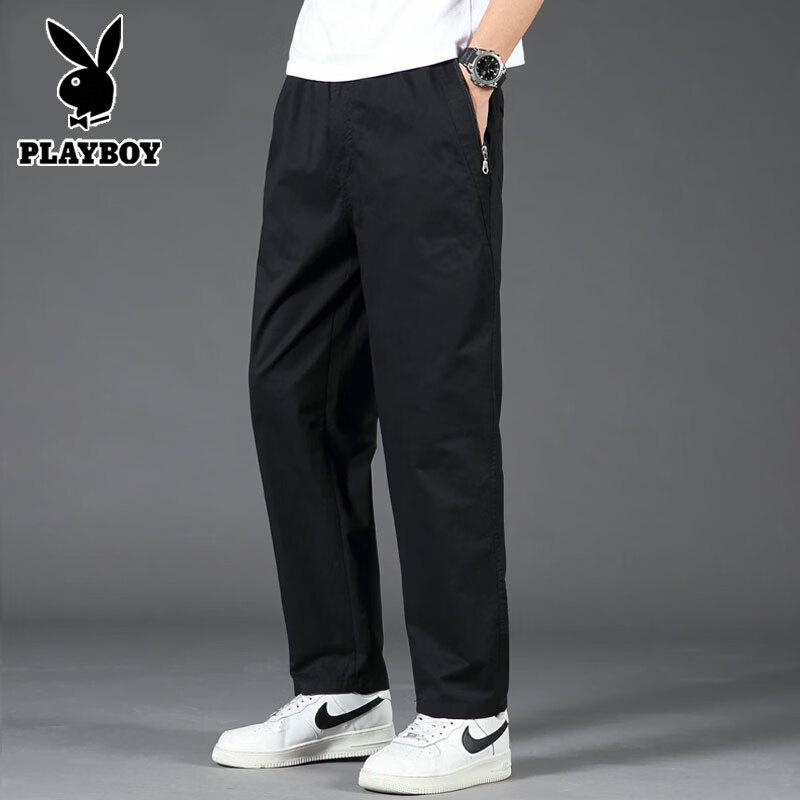 PLAYBOY Men's Pure Cotton Loose Straight Casual Pants