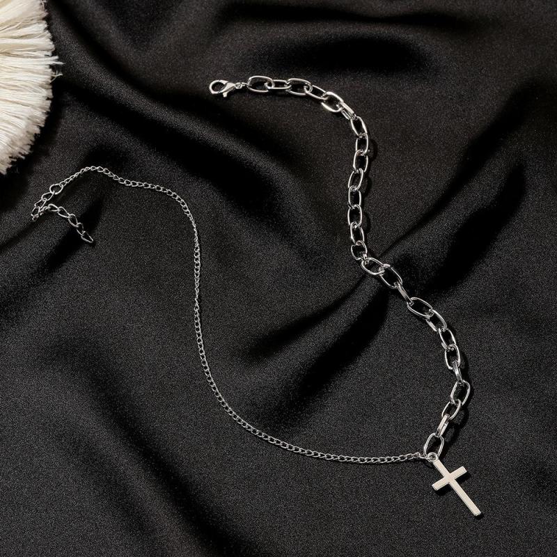 Stainless Steel Cross Gold Silver Necklace For Women Men Exquisite Chain Necklaces Jewelry Birthday Present