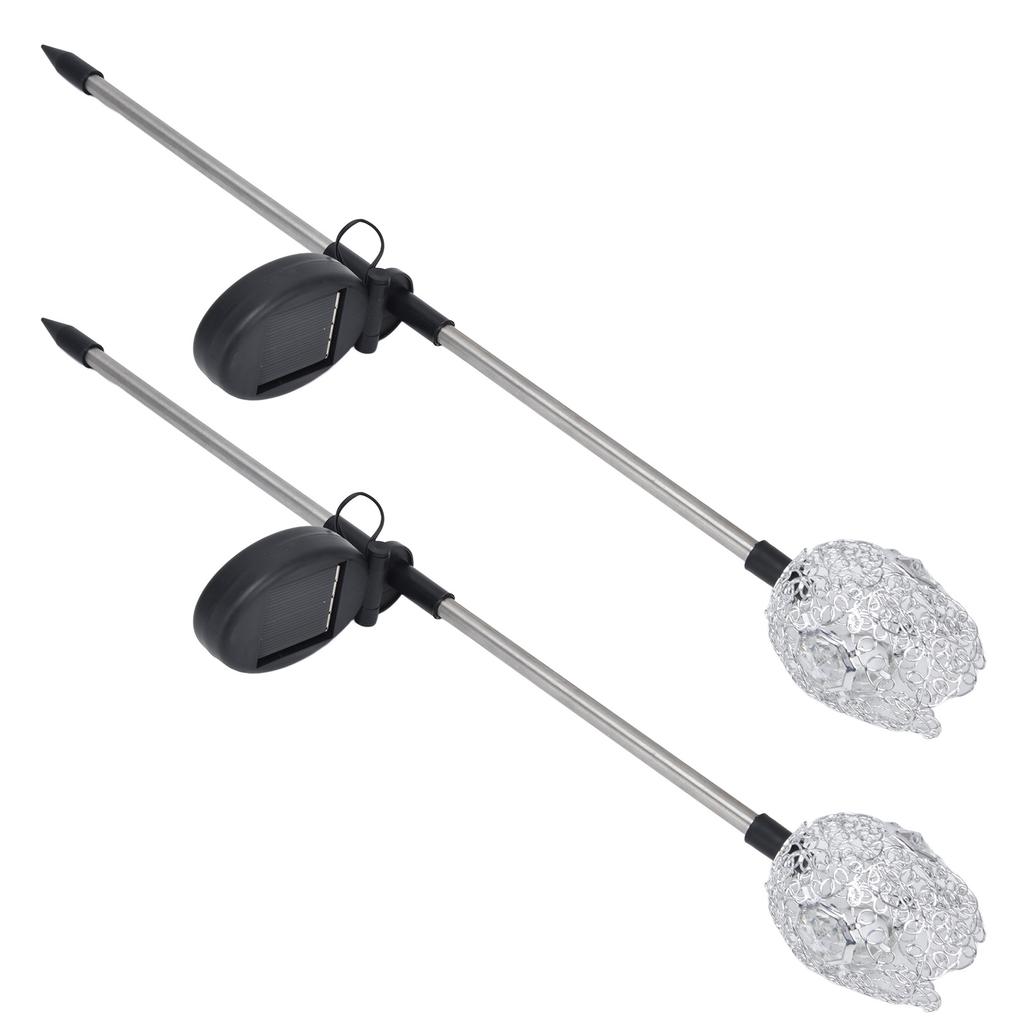 2Pcs Garden Solar Lights LED RGB Fast Charging Petal Design Easy Installation Outdoor Solar Lights