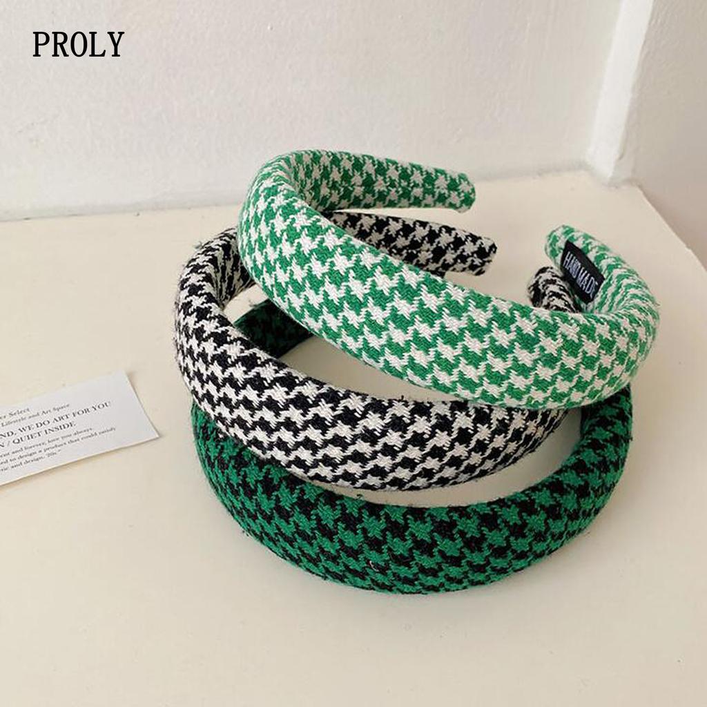 PROLY New Fashion Women Headband Classic Houndstooth Turban Adult Soft Solid Color Turban Girls Party Travel Hair Accessories