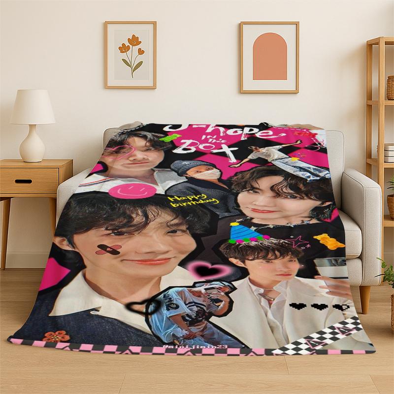 Kpop B-BTS Jung Hoseok J Hope Flannel Blanket Soft Warm Throw Blanket for Bedroom Living Room Bed Travel Camping Picnic Gift