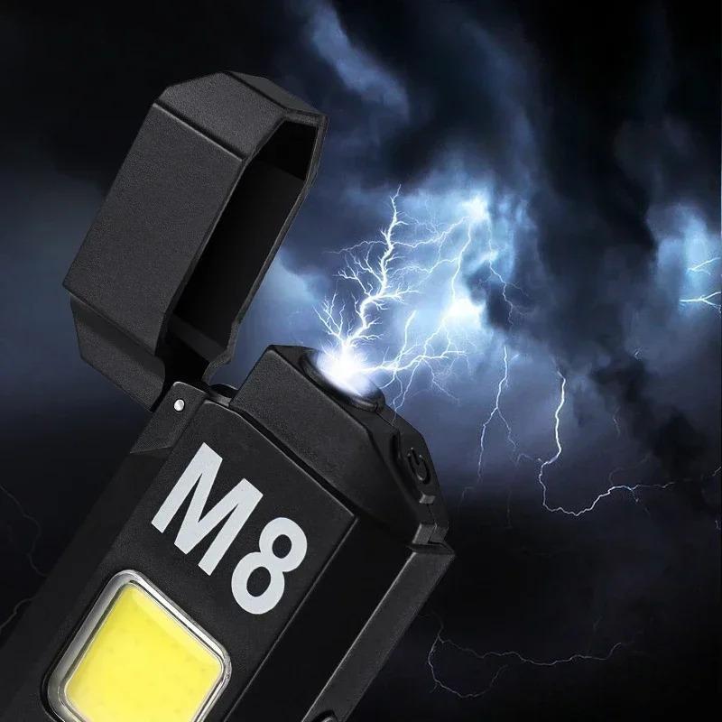 New COB Work Light Portable Mini Flashlight Outdoor Strong Light Waterproof Home Multi Functional Electric Wire Lighter Light Type-C Rechargeable