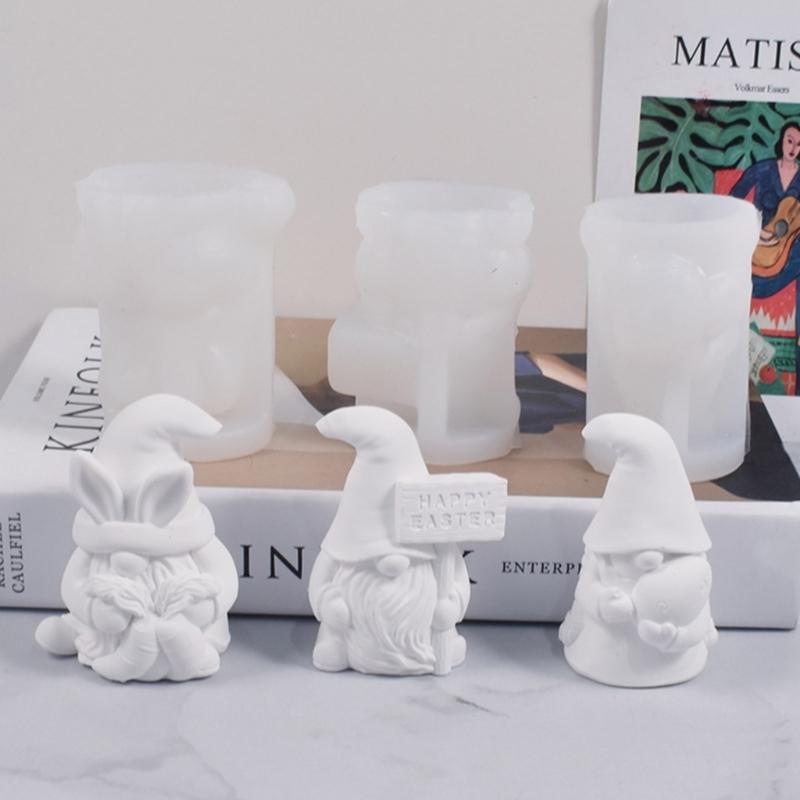 PåskeNisse Resinform 3D Ansiktsløs Gammel Mann Stearinlysform DIY Dverg Såpehåndverk Påske Vårfestrekvisita