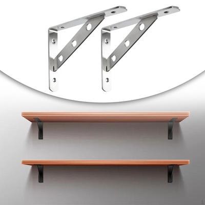 2 Pieces Stainless Steel Shelf Brackets Right Angle L Bracket Easy To Install Heavy Duty Detachable