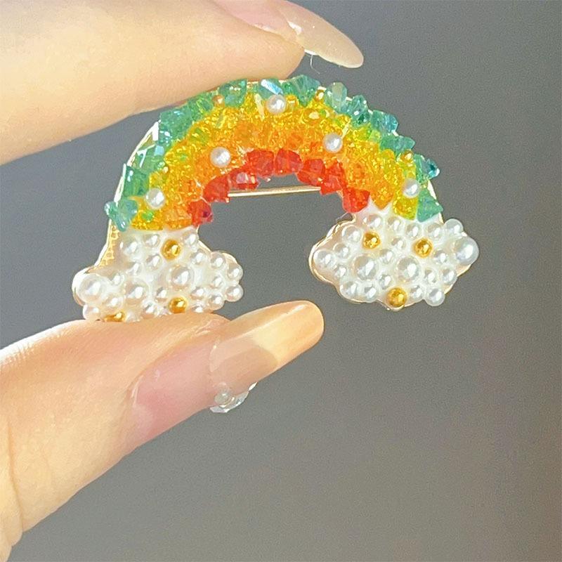 Cartoon Cloud Rainbow Brooch - Women's High-end, Premium, Luxurious, Limited-edition Crystal Pin Brooch for Accessories