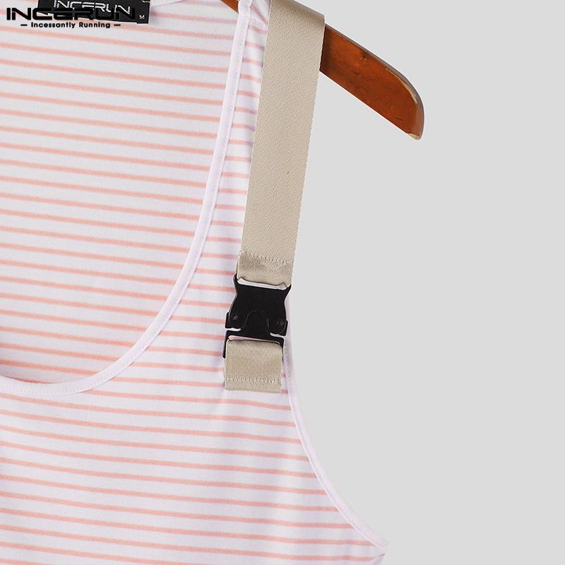 INCERUN Männer Gestreifte Ärmellose Tops Casual Sommer Strap Tanks Weste